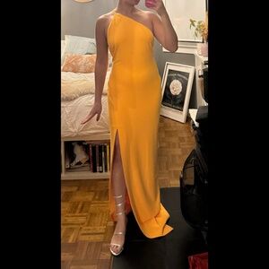 SOLACE London - yellow / marigold asymmetric sleeveless dress